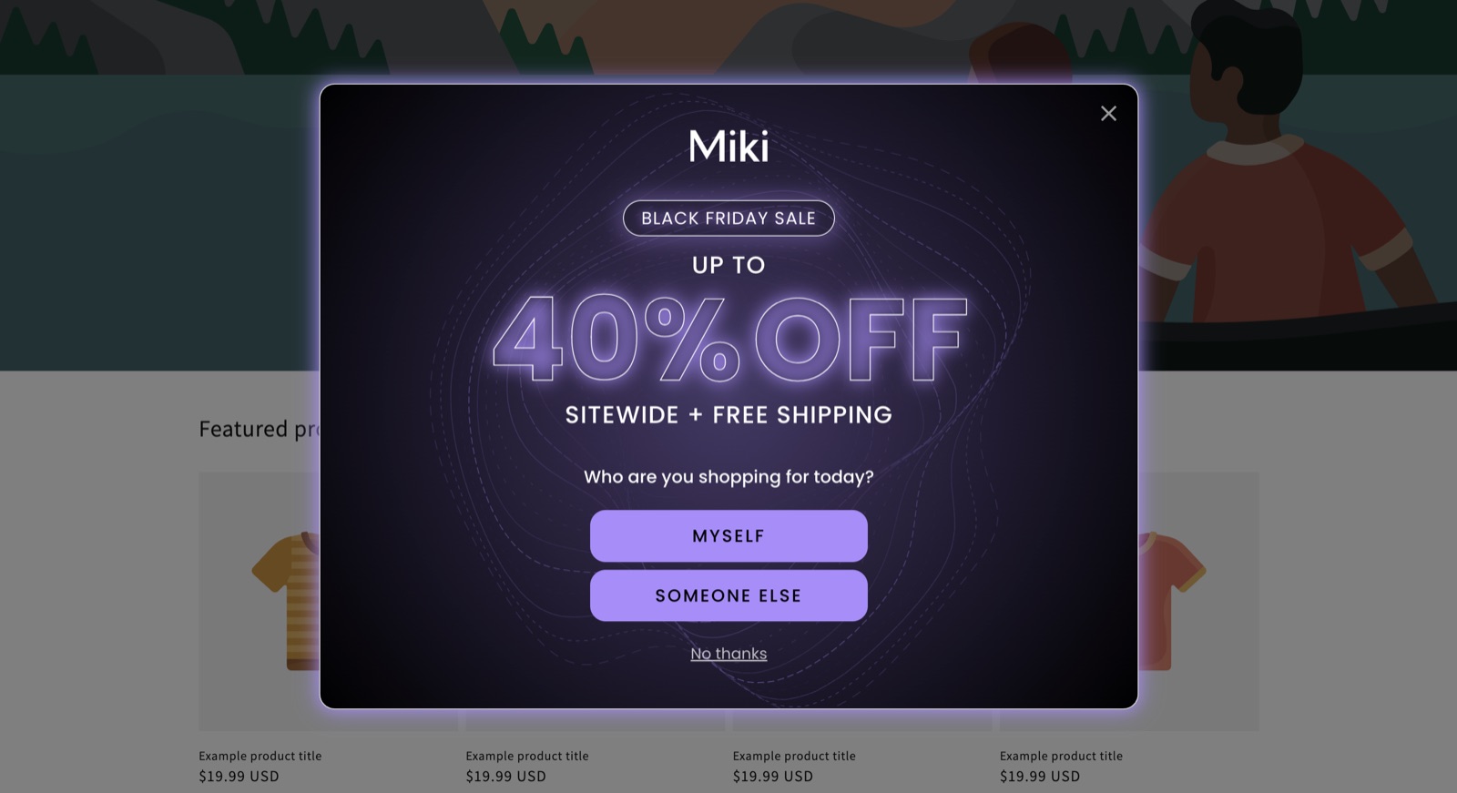 Miki popup template, desktop