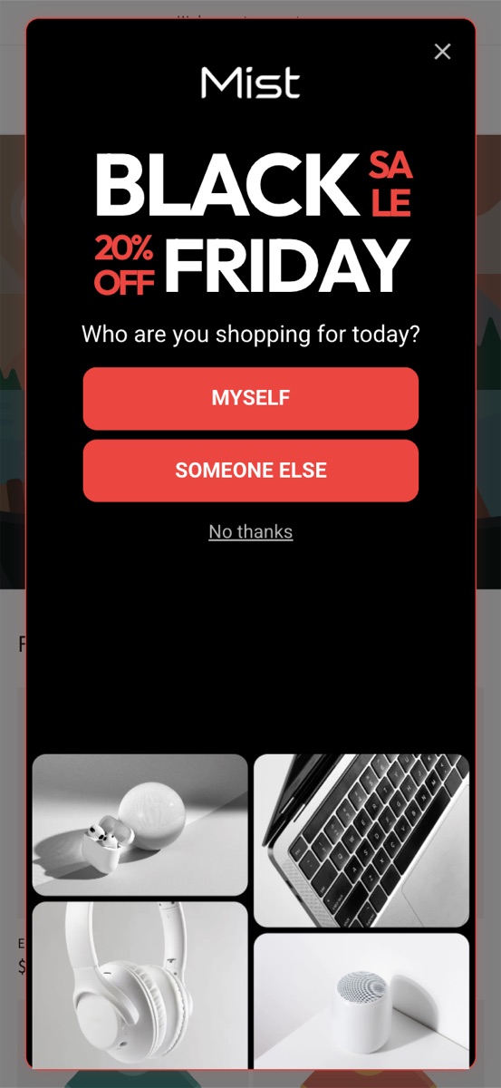Mist popup template, mobile