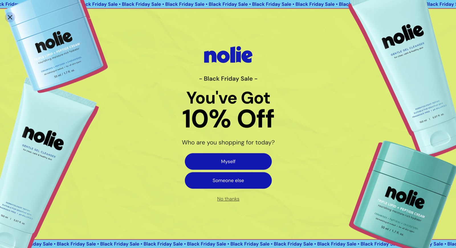 Noile popup template, desktop