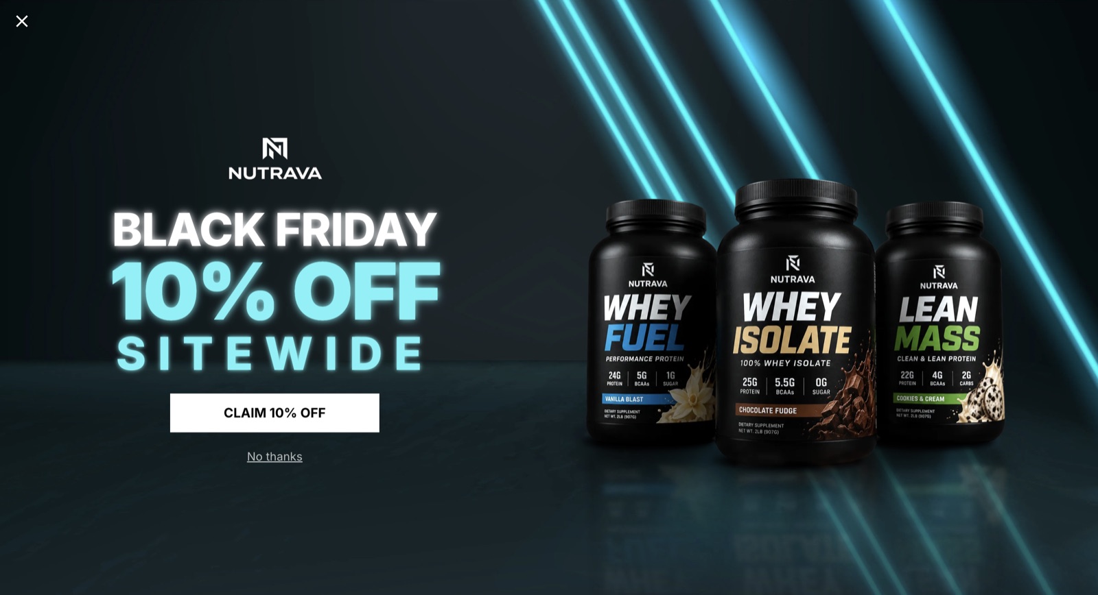 Nutrava popup template, desktop