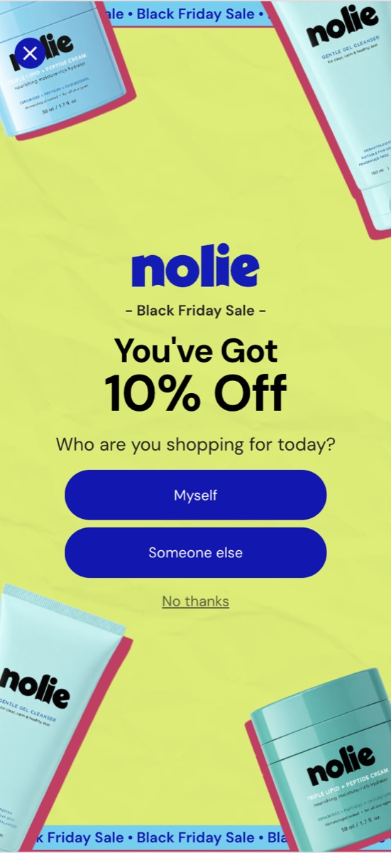 Noile popup template, mobile