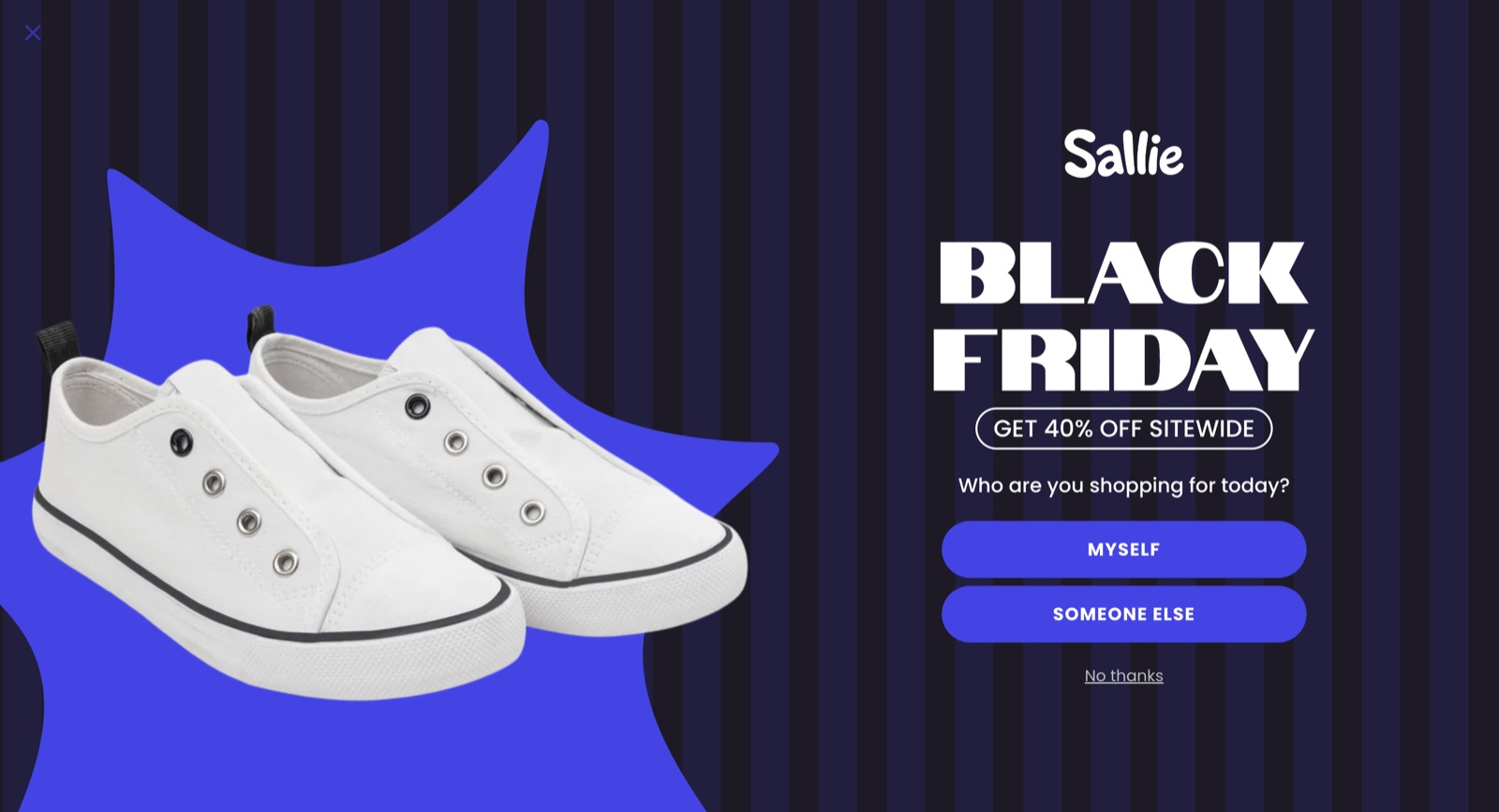 Sallie popup template, desktop