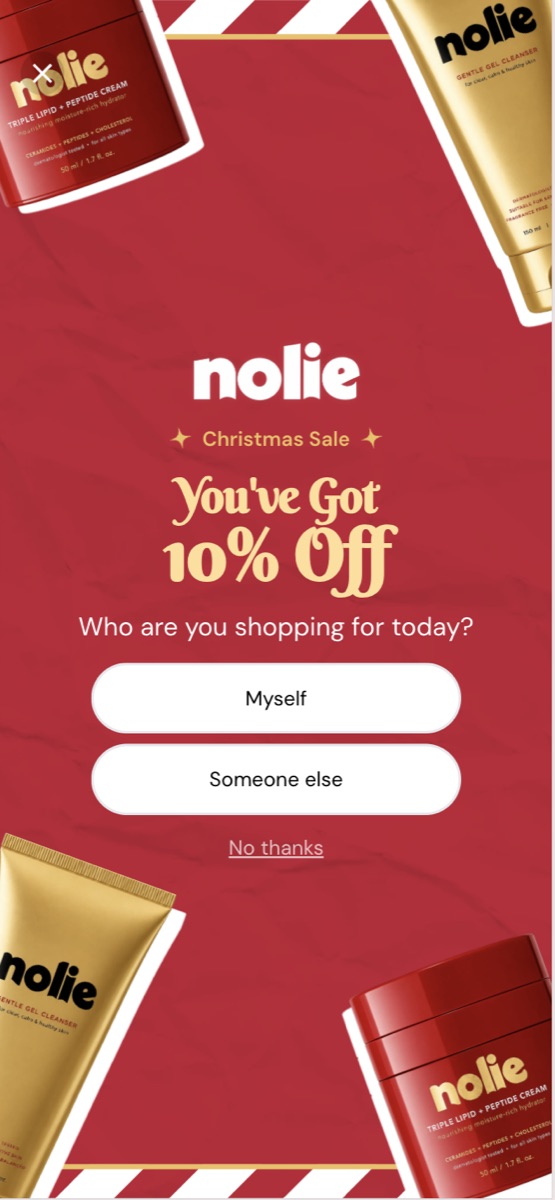 Noile Holiday popup template, mobile