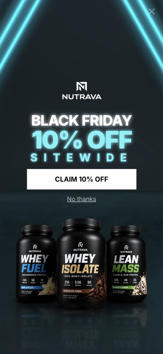 Nutrava popup template, mobile