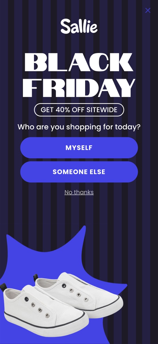 Sallie popup template, mobile