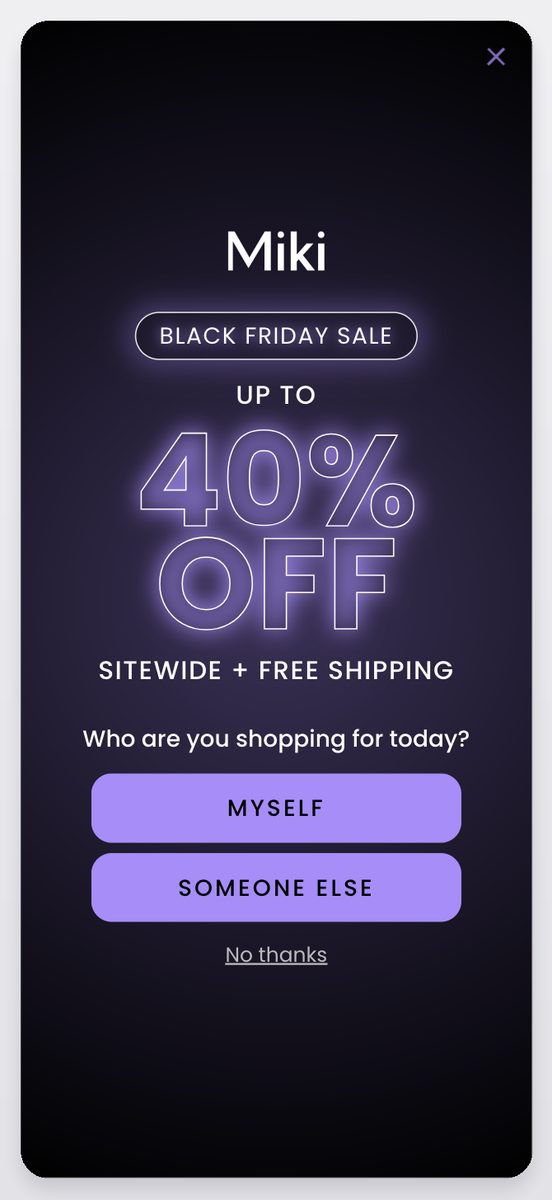 Miki popup template, mobile