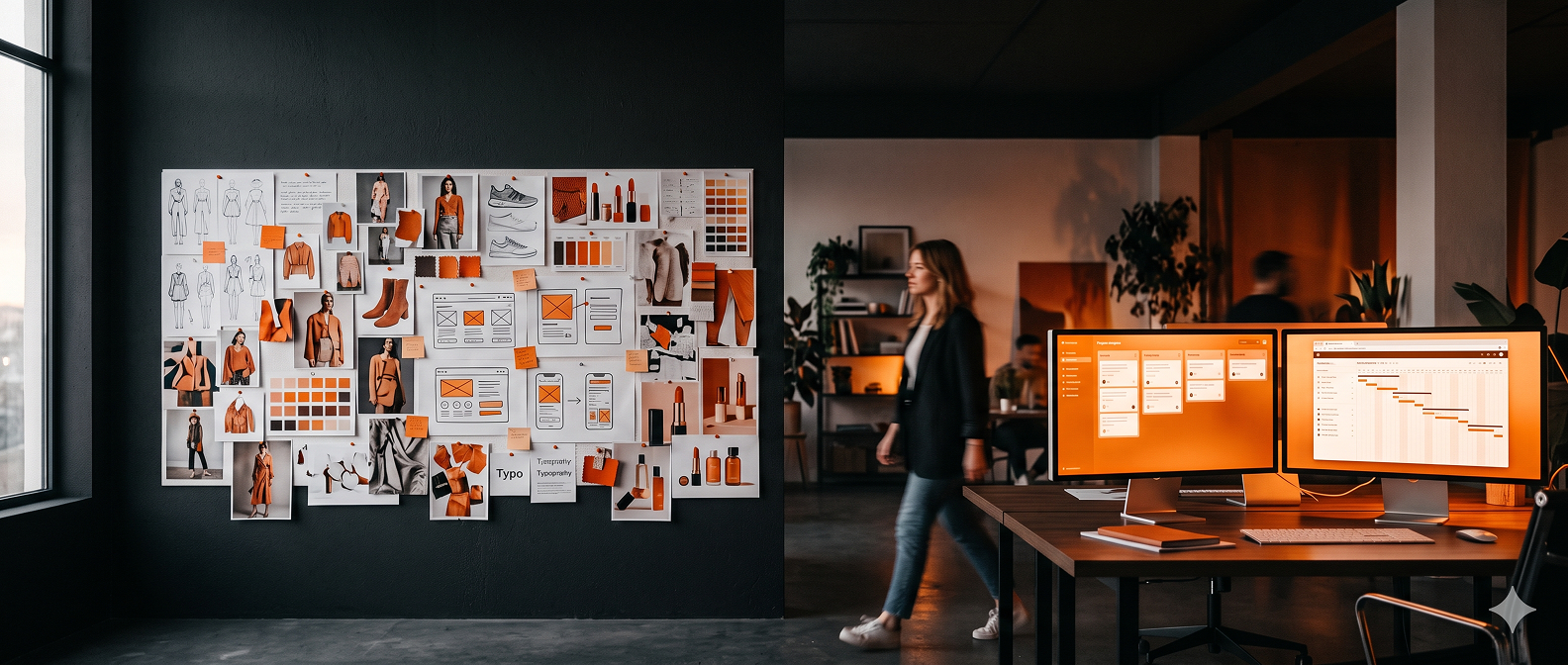 Creative project management team aligning a branding project timeline at Tiron agency