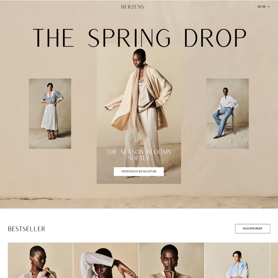 Herzens seasonal collection campaign landing page design