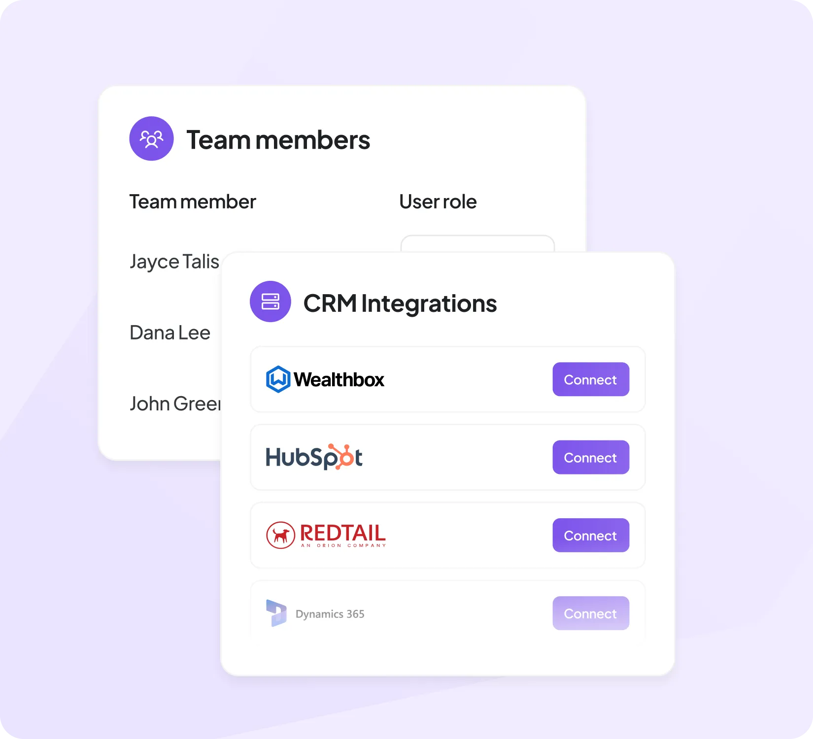 A screenshot of two screenshots of teams members.