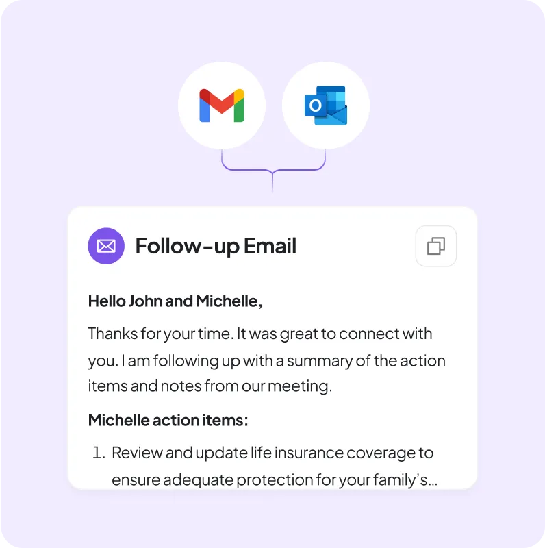 A text message that reads follow - up email.