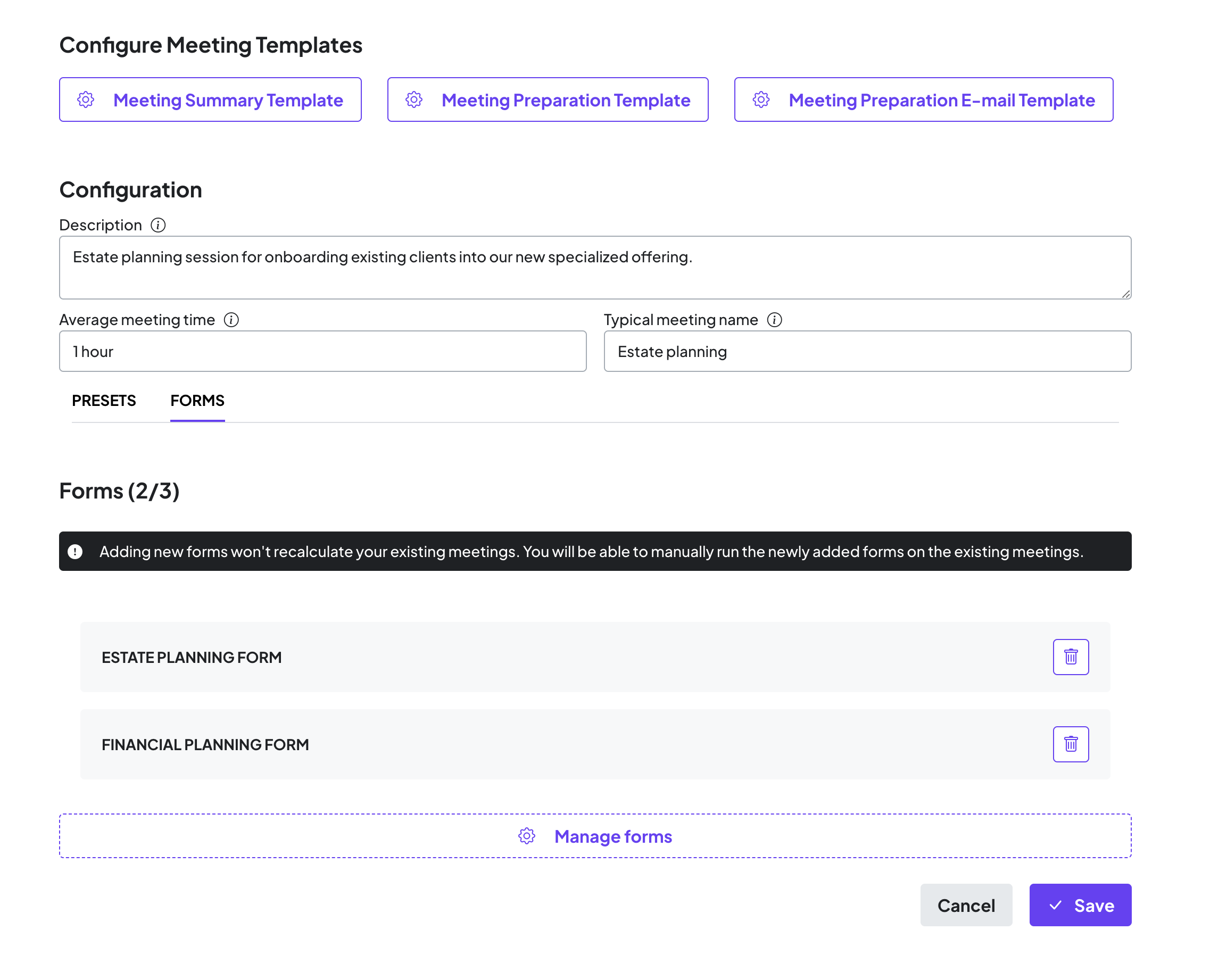 Automated meeting prep with the click of a button