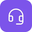 Purple icon of headphones on a simple gradient background