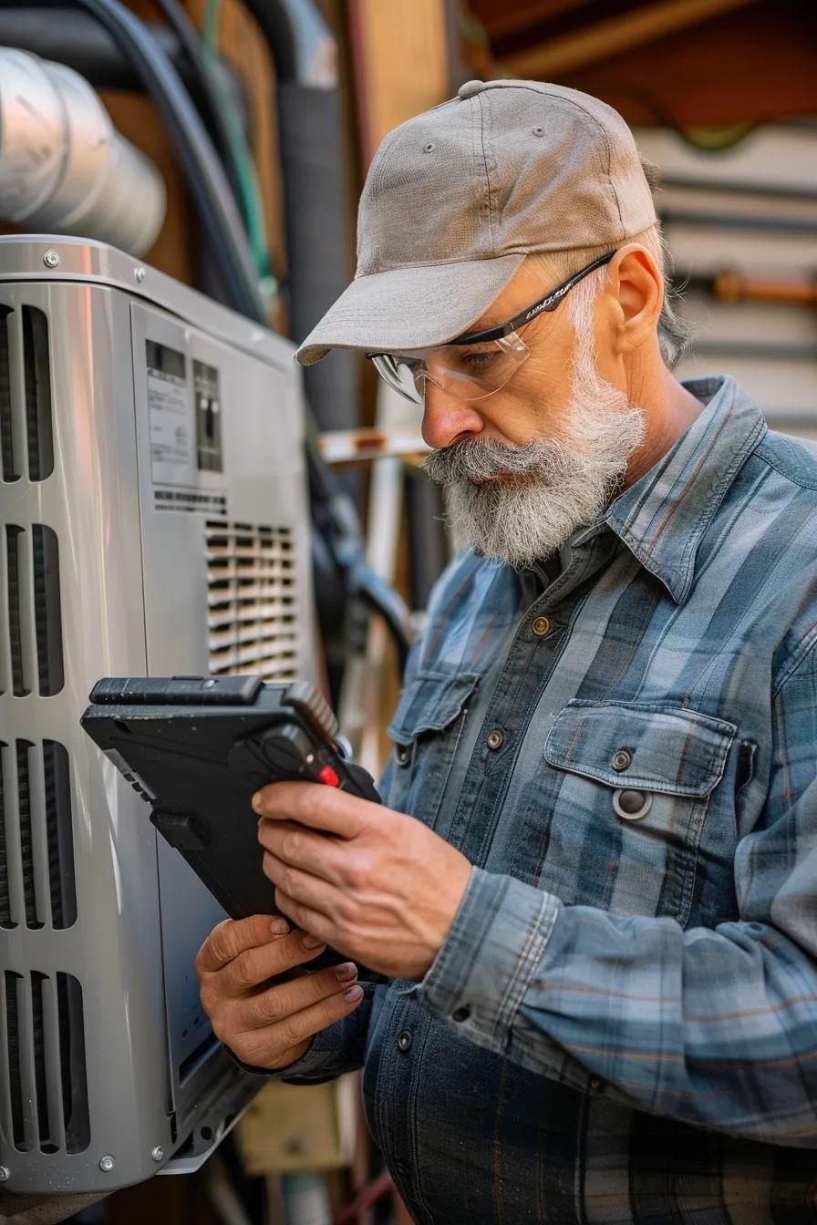 Checklist of key HVAC maintenance tasks with tools in a professional setting