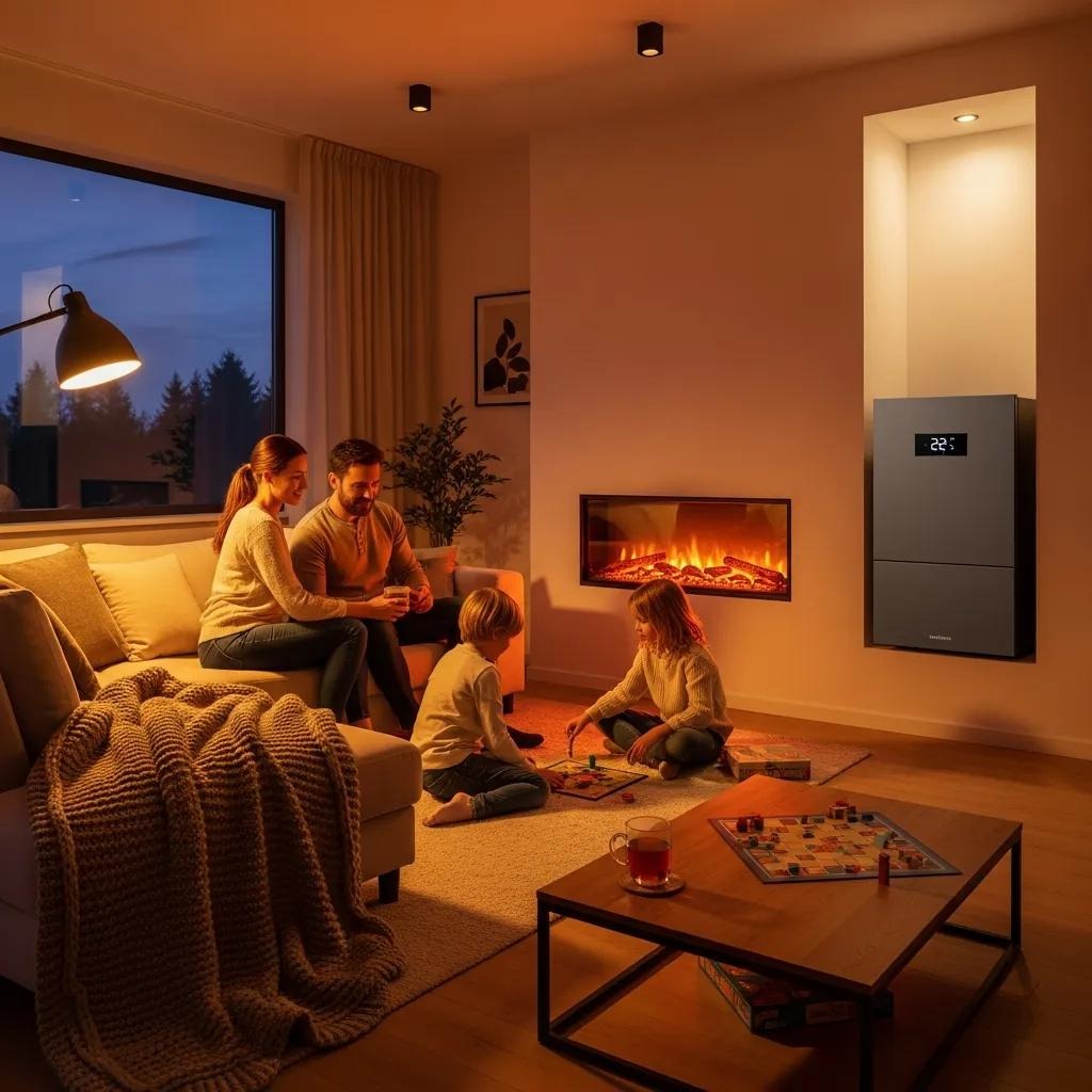 Cozy living room with modern heating system showcasing warmth and comfort