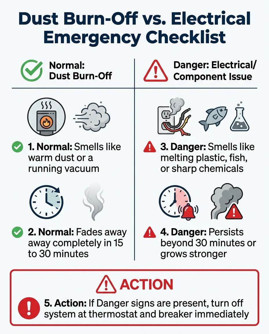 Dust Burn-Off vs. Electrical Emergency Checklist