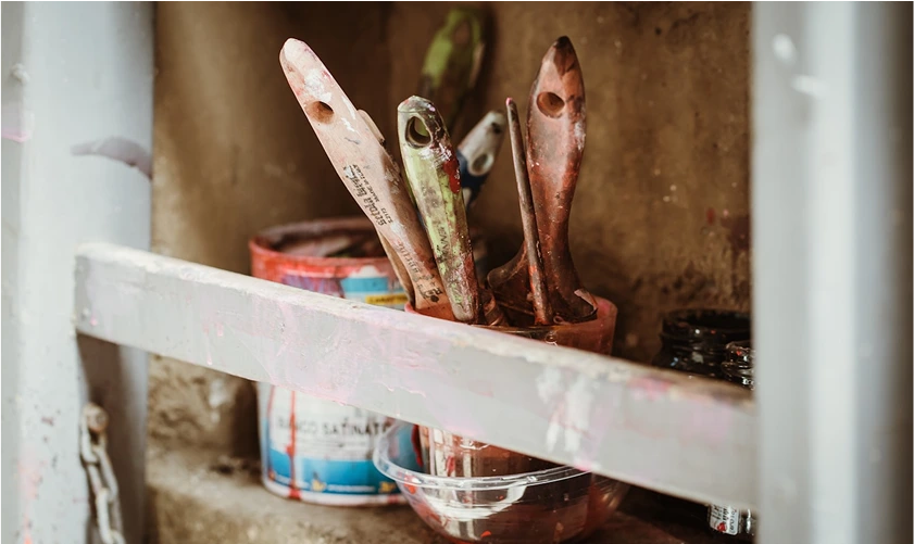 painting brush and colors