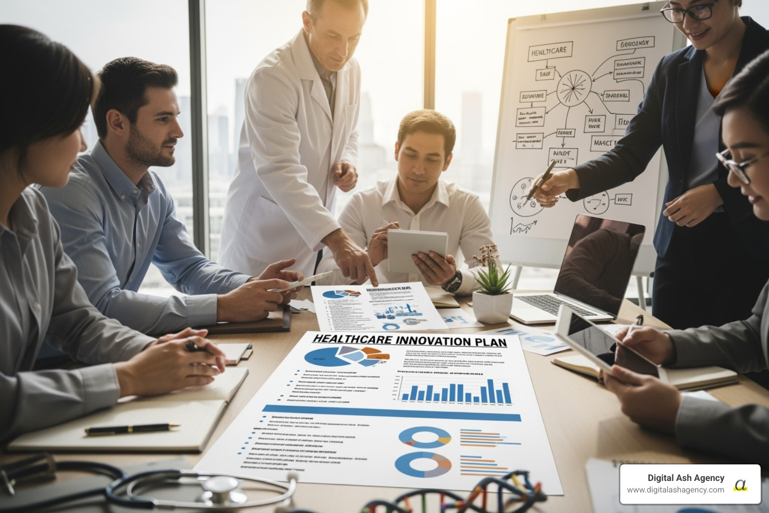 Spreadsheet with financial projections and charts - Business plan healthcare