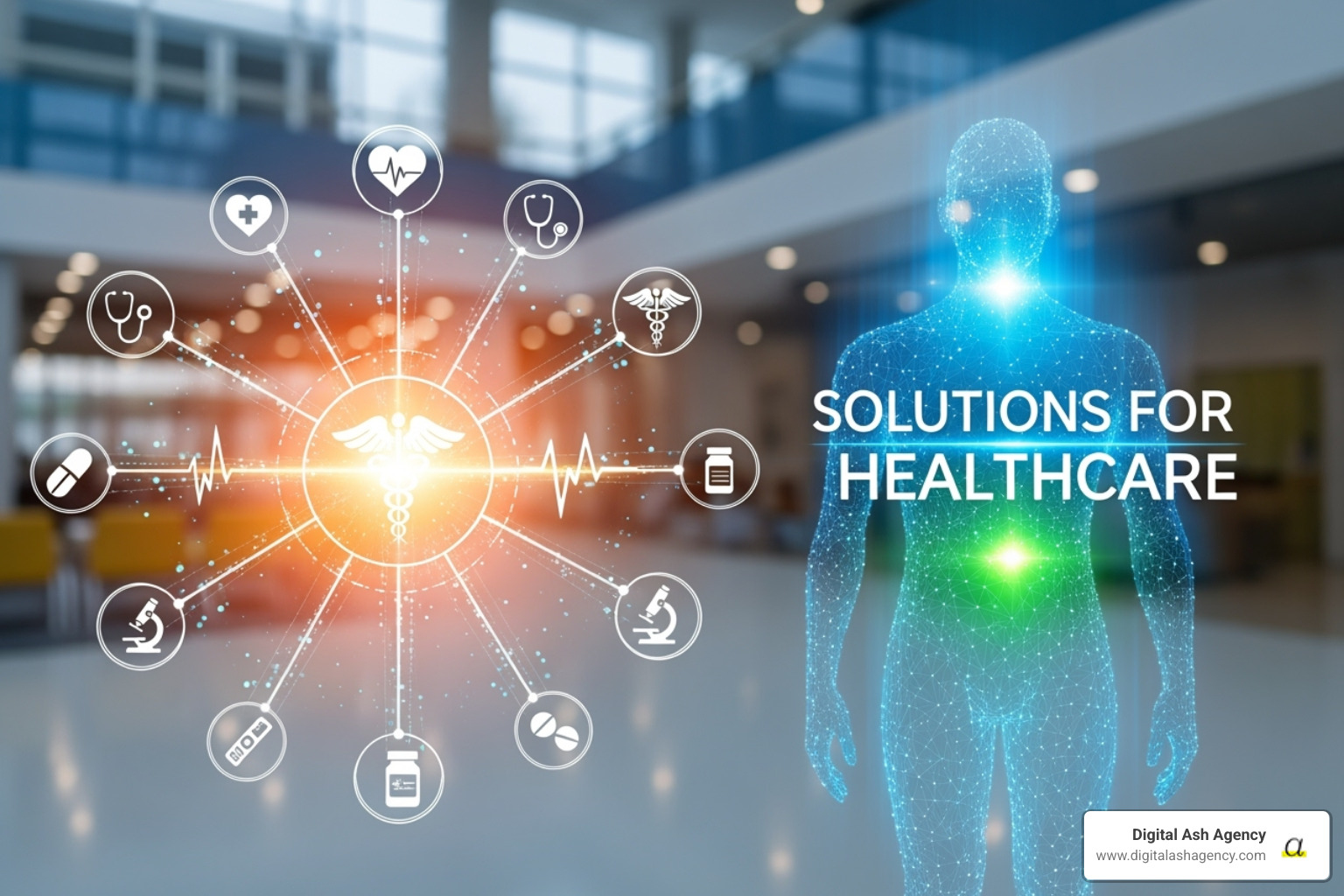A data analytics dashboard showing patient outcome trends - Solutions for healthcare