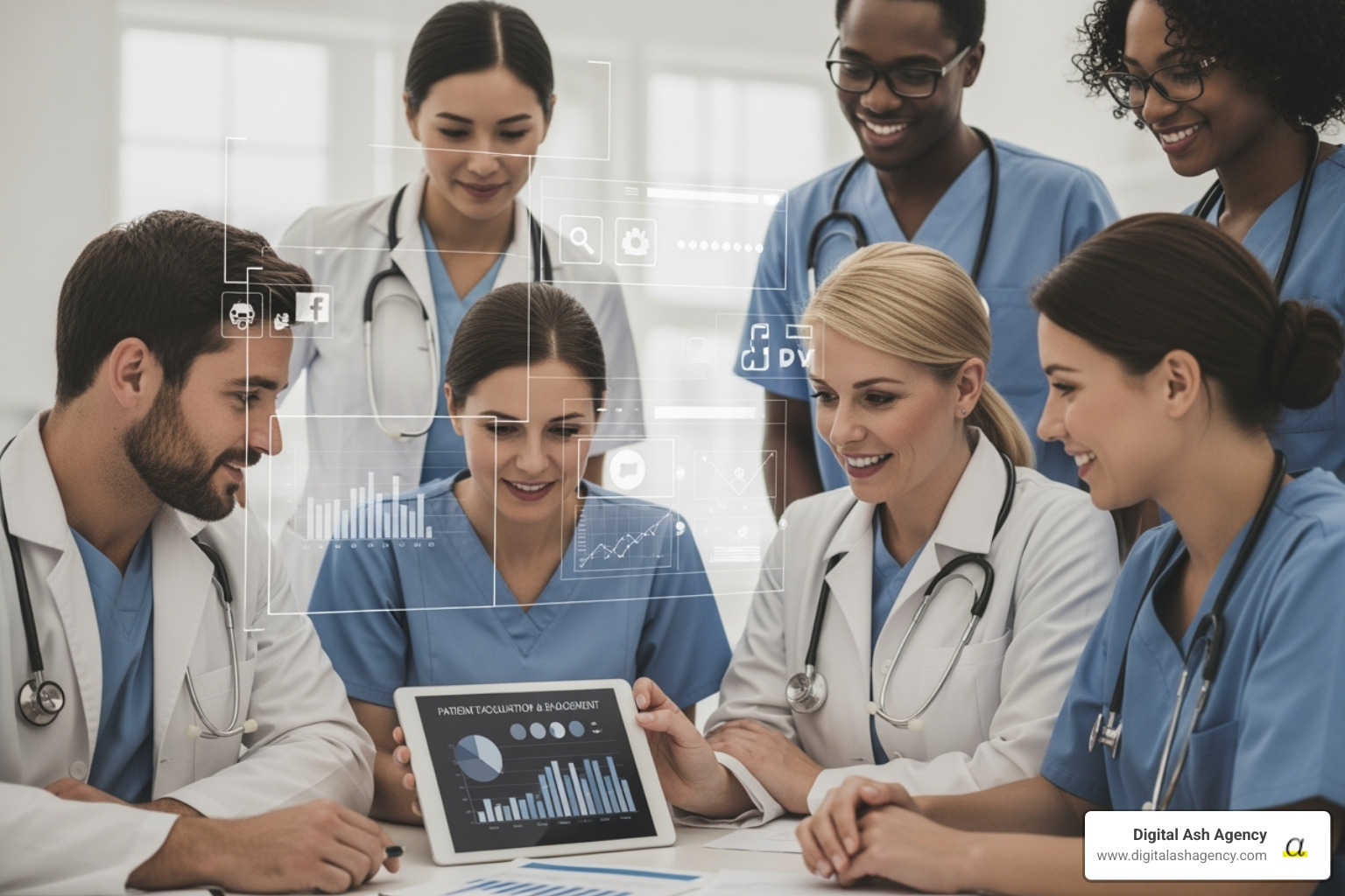 Professional medical practice website on a desktop and mobile screen - Physician marketing solutions