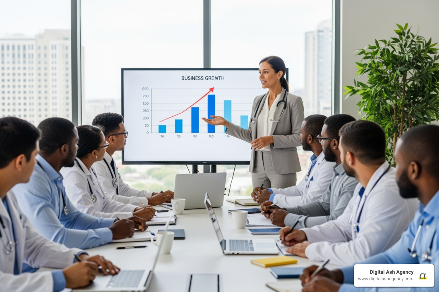 chart showing upward growth in key practice metrics like patient satisfaction and revenue - Healthcare business coaching