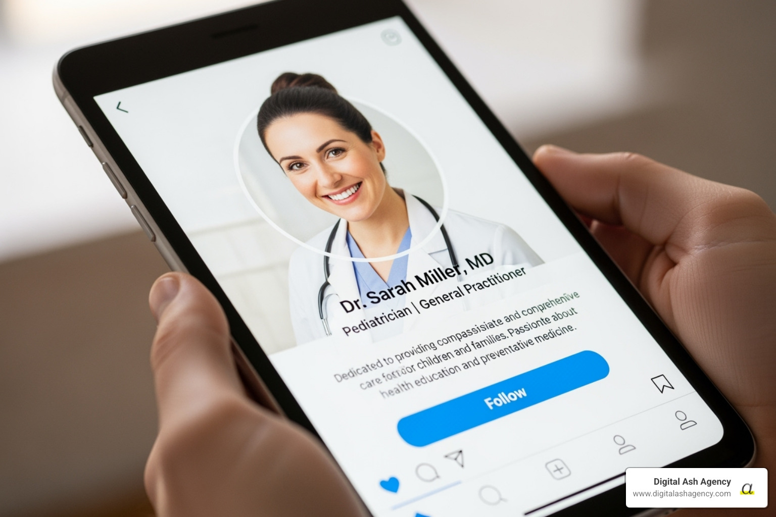 doctor's professional and friendly social media profile - how to grow a medical practice