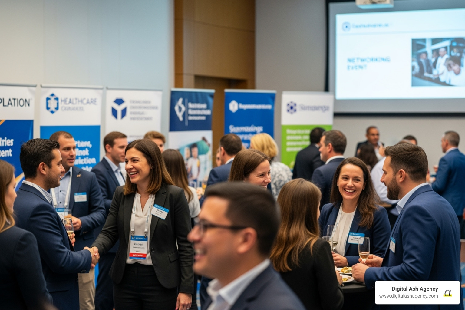 A person browsing an online event directory on a laptop, with various event listings displayed on the screen - Healthcare networking events A person browsing an online event directory on a laptop, with various event listings displayed on the screen - Healthcare networking events