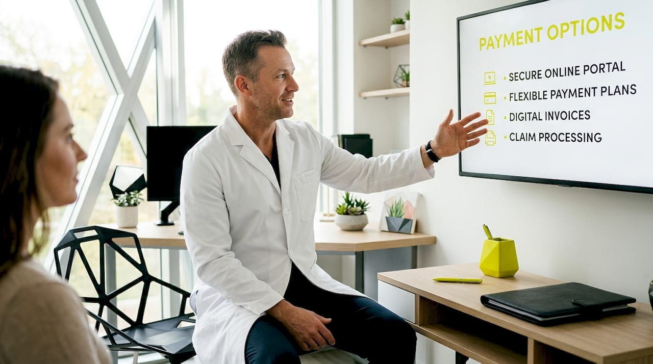Surgeon explaining payment options to patient