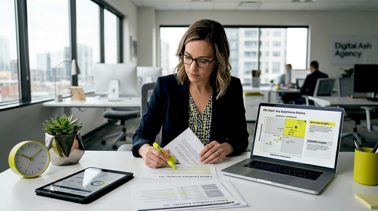 Healthcare analyst reviewing patient feedback data