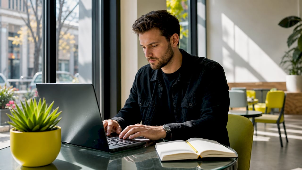 Hands typing to optimize Google Business Profile