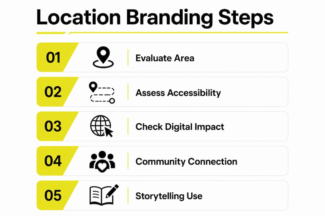 Infographic showing key office location branding steps