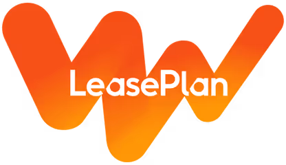 LeasePlan logo with orange and yellow gradient stylized W shape.