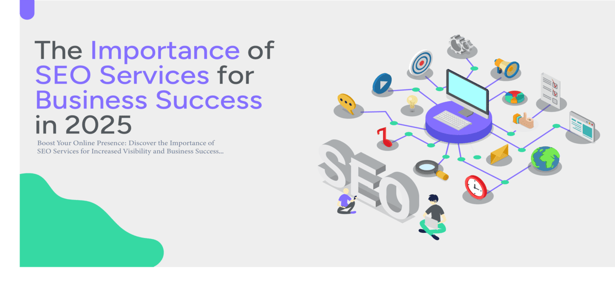 Visual representation of 'The Importance of SEO Services' highlighting search engine algorithms, content optimization, and user experience.
