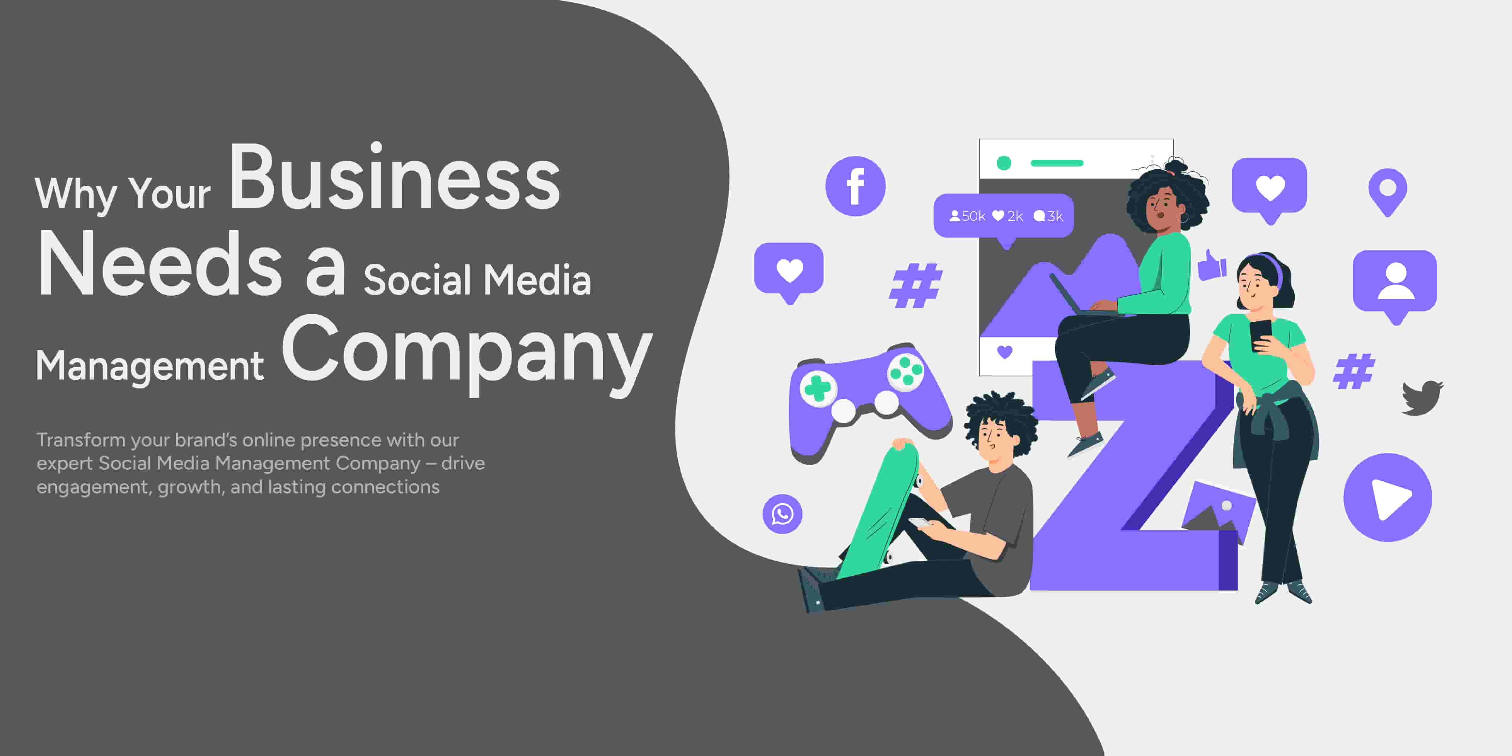 Visual representation of a Social Media Management Company offering services like content creation, analytics, and platform management to enhance brand presence online.