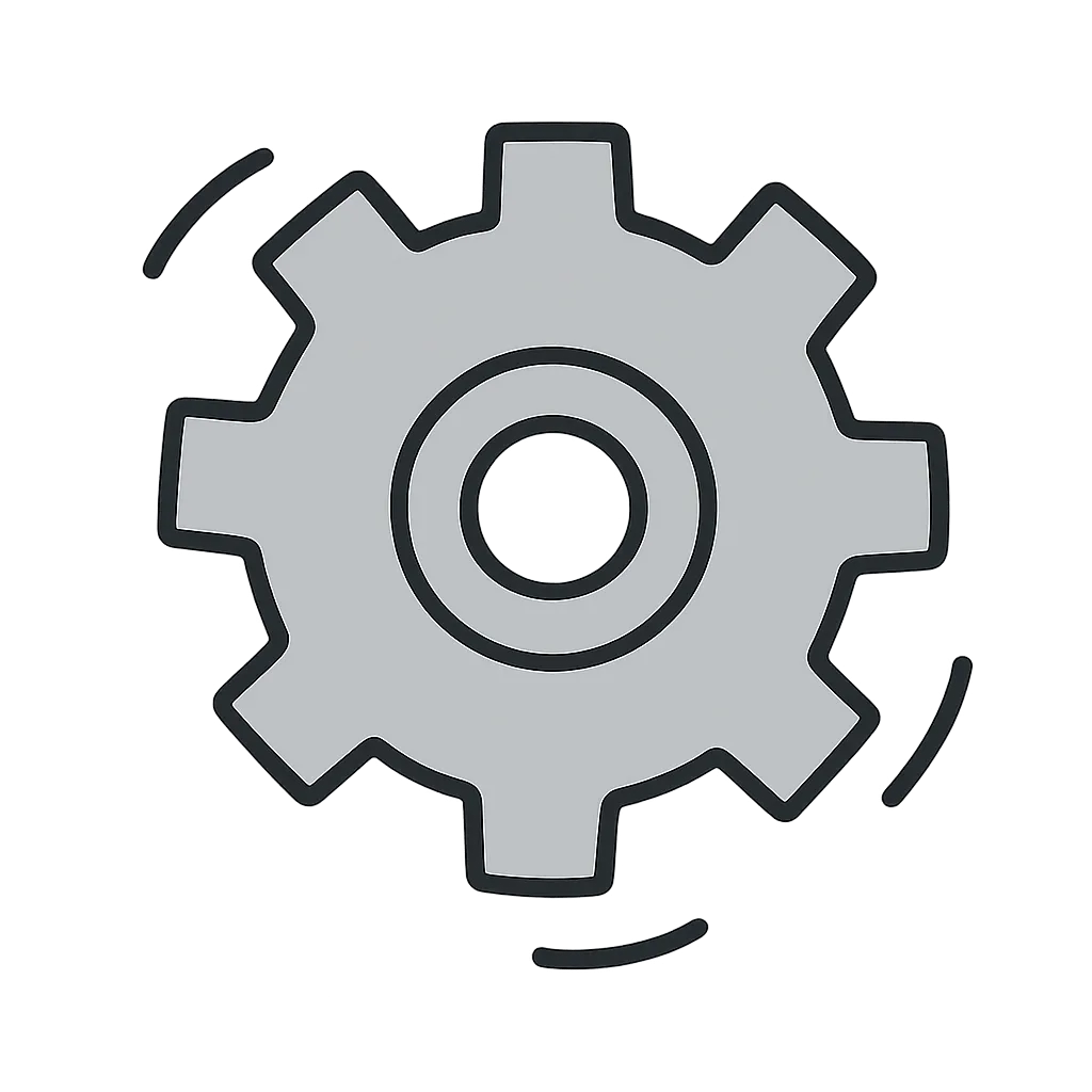 An icon illustration of a cog.