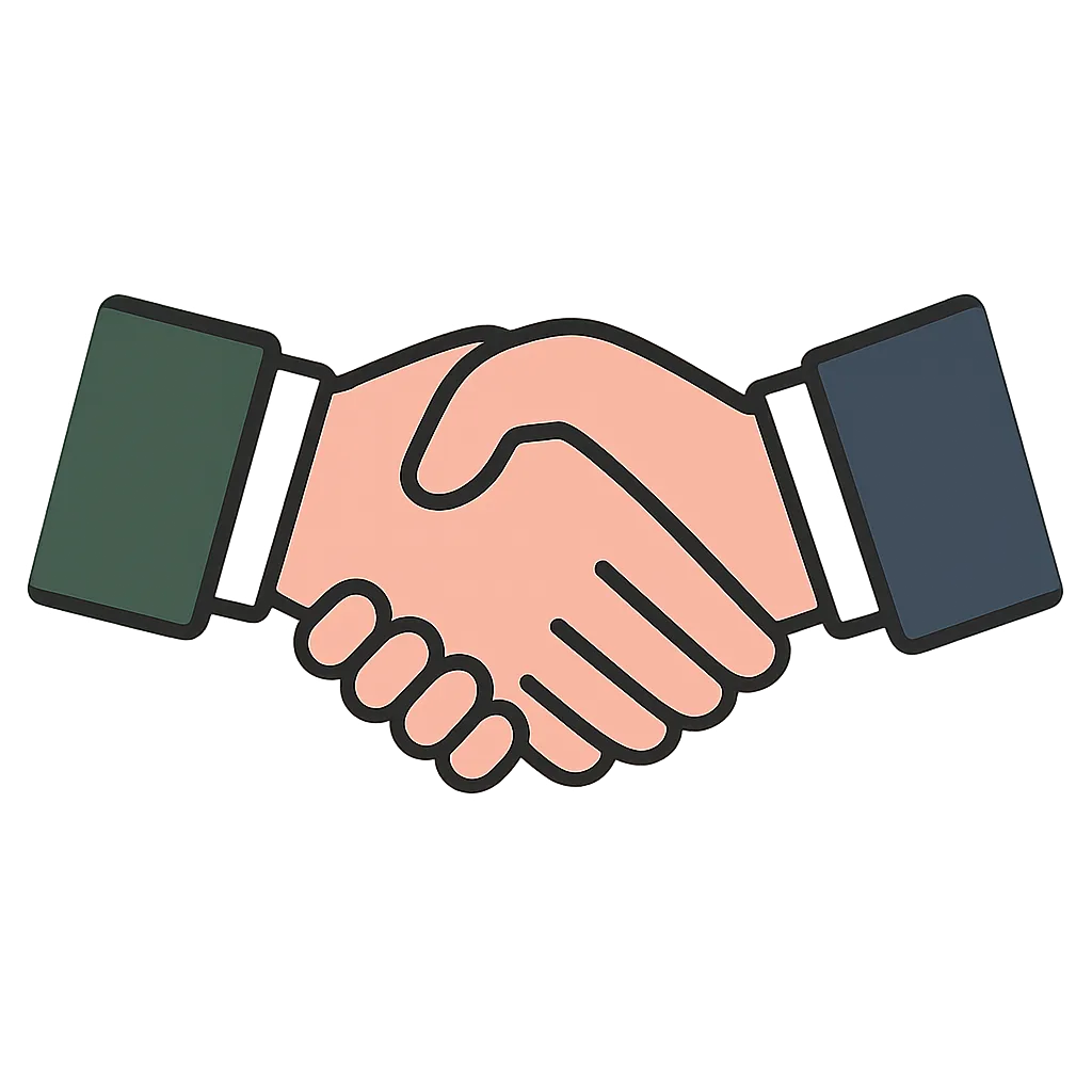 An illustration of two hands shaking.