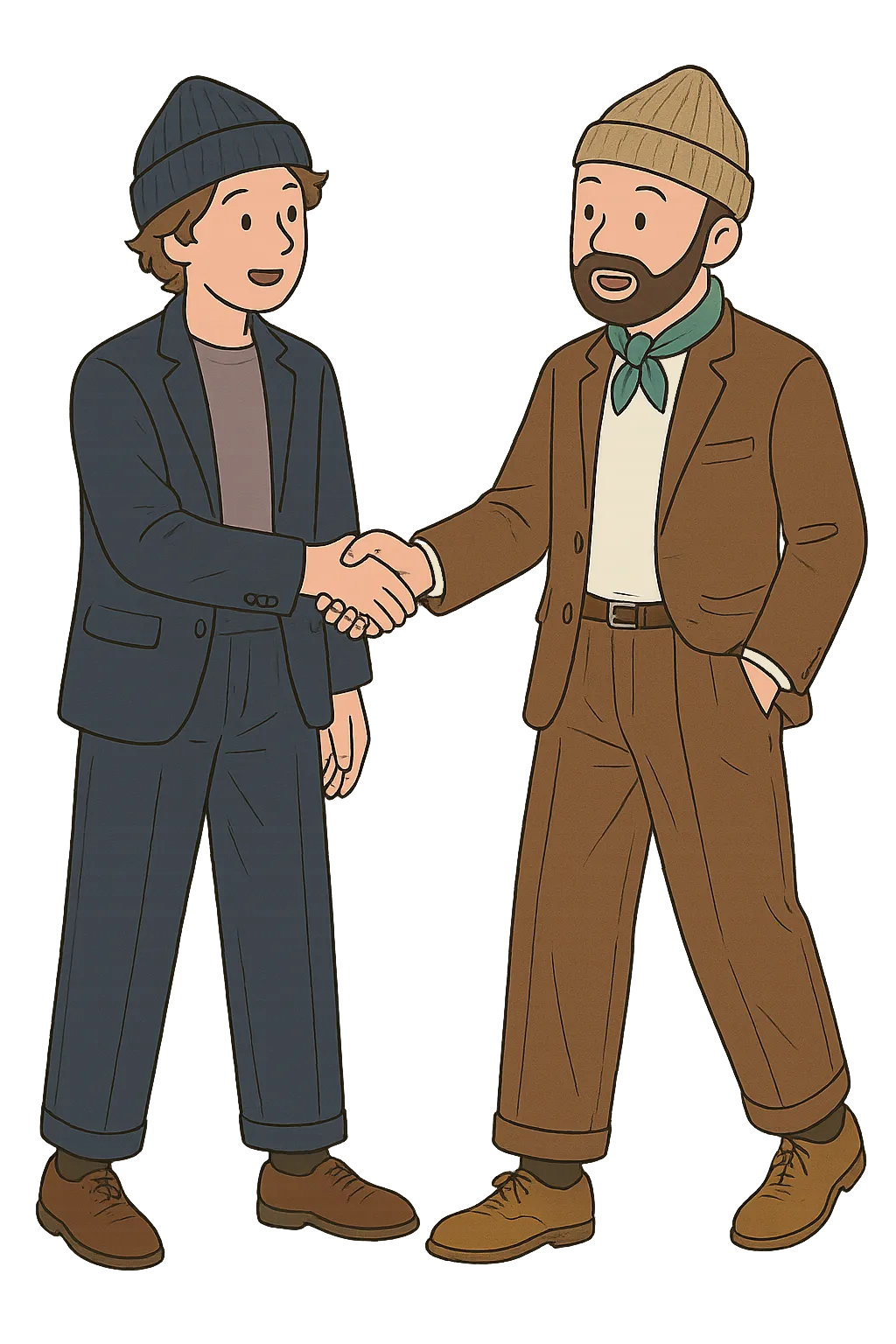 An illustration of two people shaking hands.