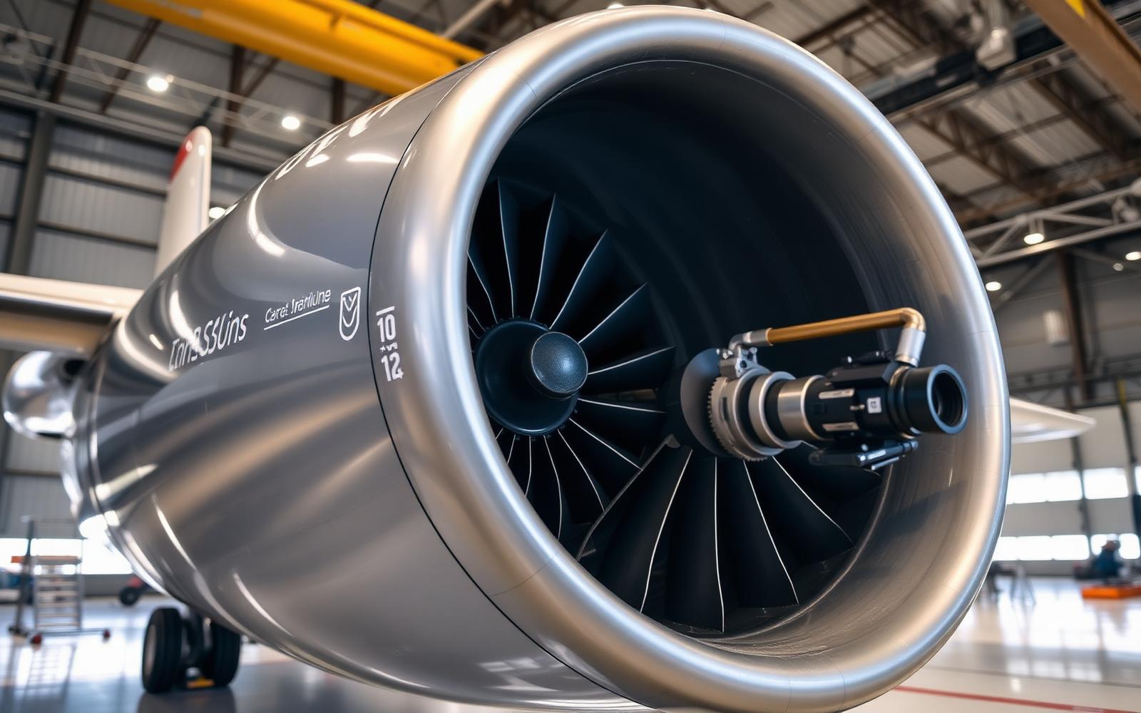Close-up of a jet engine turbine