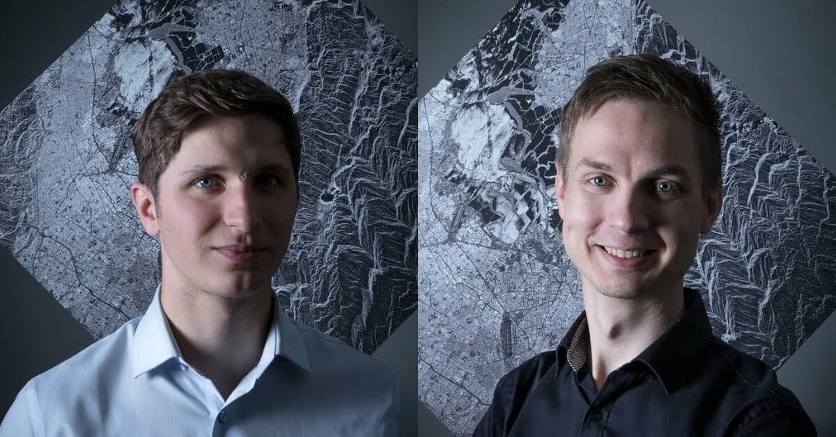 Portrait of ICEYE founders Rafal Modrzewski and Pekka Laurila