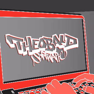 PC Monitor mit dem Theobald Software Logo.