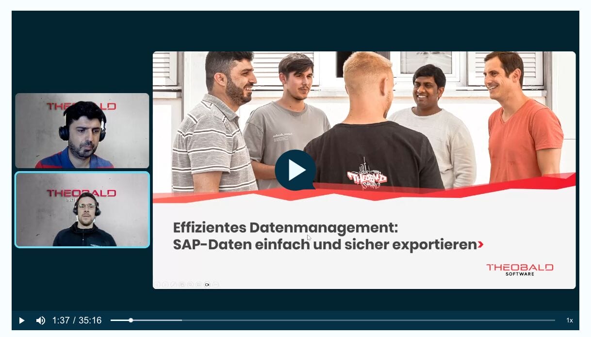 Screenshot from a webinar on data management by Theobald Software.