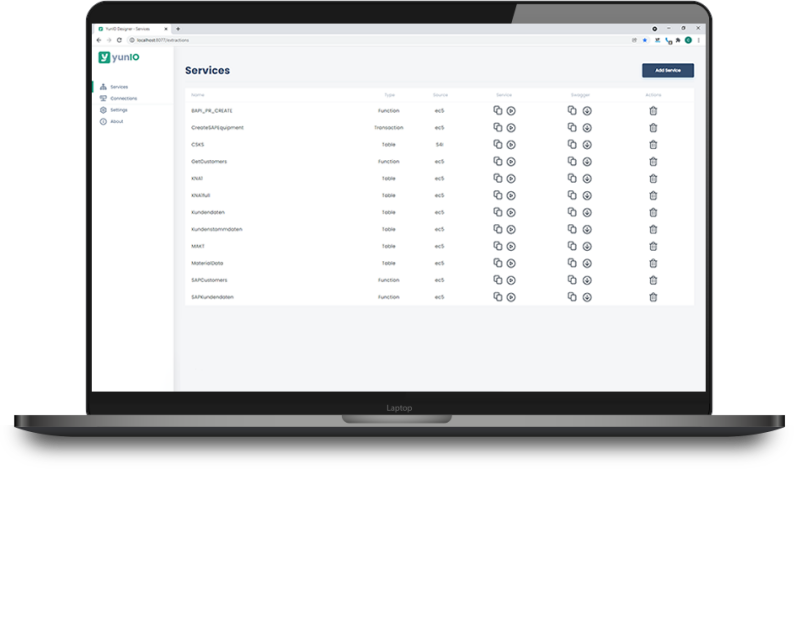 PC monitor with Yunio, an SAP interface from Theobald Software.
