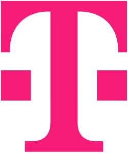 Logo der Deutschen Telekom mit einem stilisierten magentafarbenen T.