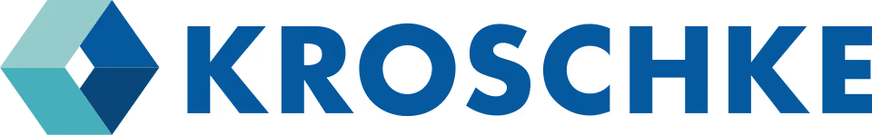 KROMSCHKE Schriftzug neben einem stilisierten blauen und grünen Diamantlogo.