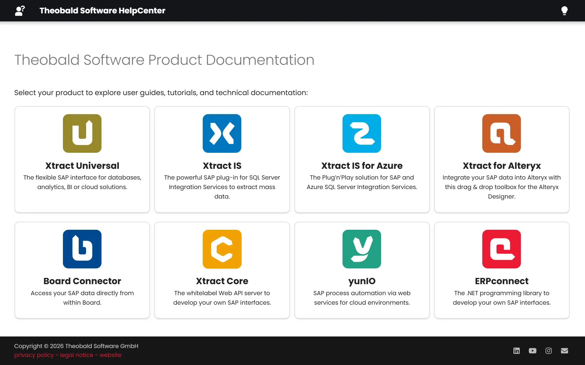 Screenshot vom Theobald Software HelpCenter.