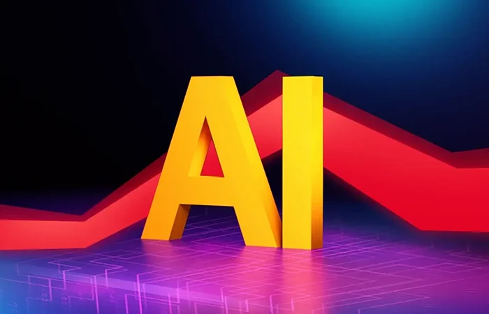 Red data strand with the letters AI.