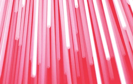 Red data streams symbolizing ERP Connect, an SAP interface from Theobald Software.