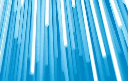Blaue Datenstränge, die die SAP-Schnittstelle Xtract IS von Theobald Software symbolisieren.