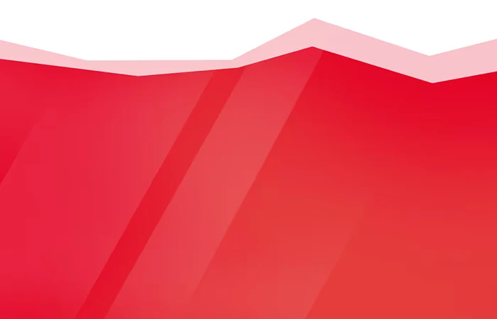 Abstrakte rote Gebirgsform mit mehreren transparenten overlappenden Schichten und weißem Hintergrund.