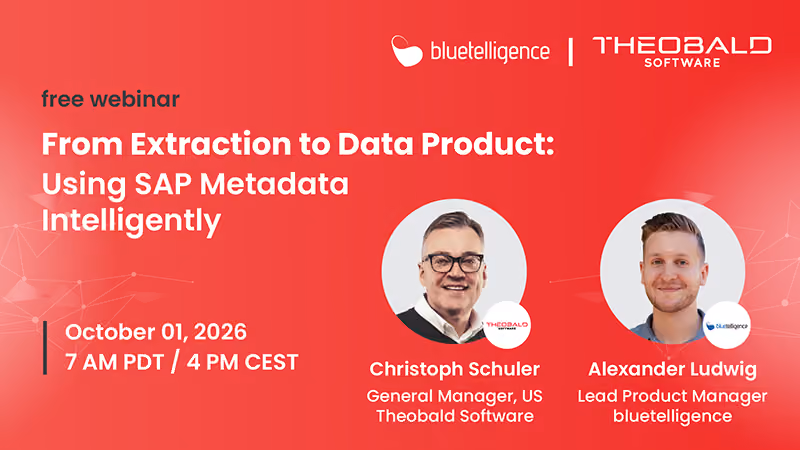 Webinar on using SAP Metadata, featuring Christoph Schuler and Alexander Ludwig on October 1, 2026.