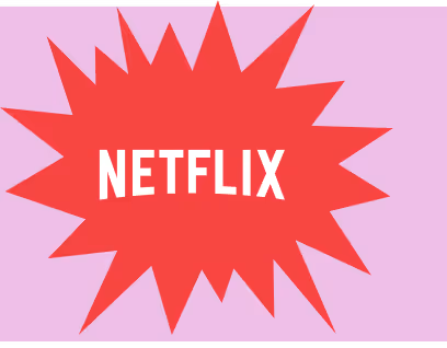 Red starburst or explosion-shaped design with white text reading 'NETFLIX' centered inside.